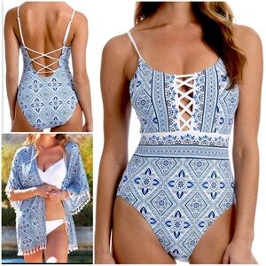 NWT🔹LA BLANCA Strappy One Piece Mio Swimsuit